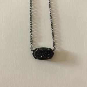 Elisa Pendant Necklace in Black Drusy